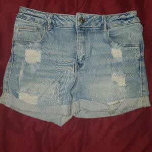 Wax jeans ripped shorts